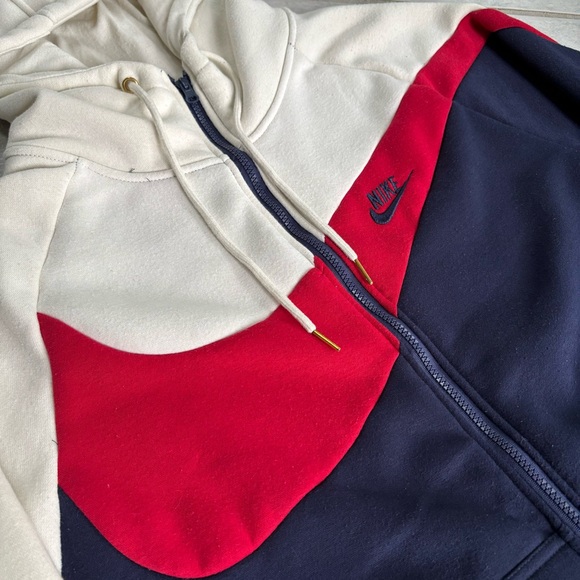 Nike Big Swoosh Mens Sweatsuit Full Zip Hoodie Sweatshirt 3XL White Embroidered - Picture 4 of 6